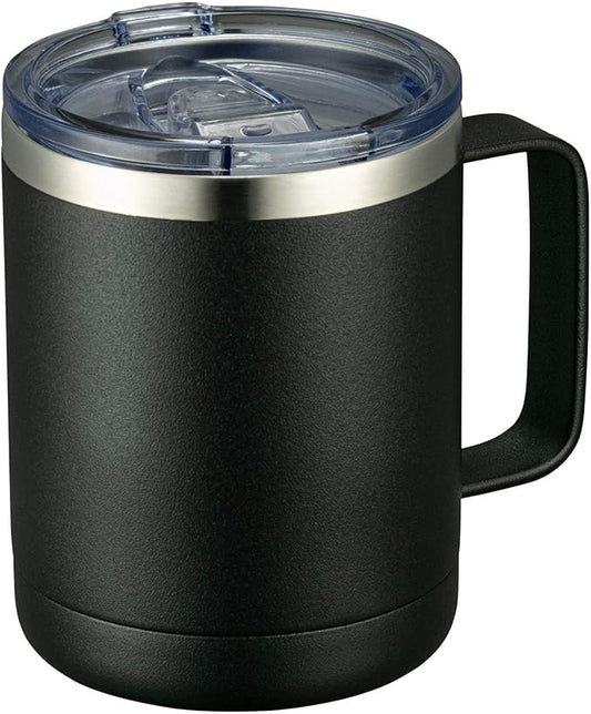 ABCMug Black Colors Premium Steel Coffee Mug with Sliding Lid