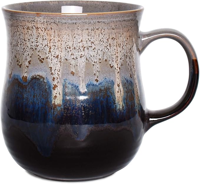 ABCMug Rustic Style Blue Brown Ceramic Mug